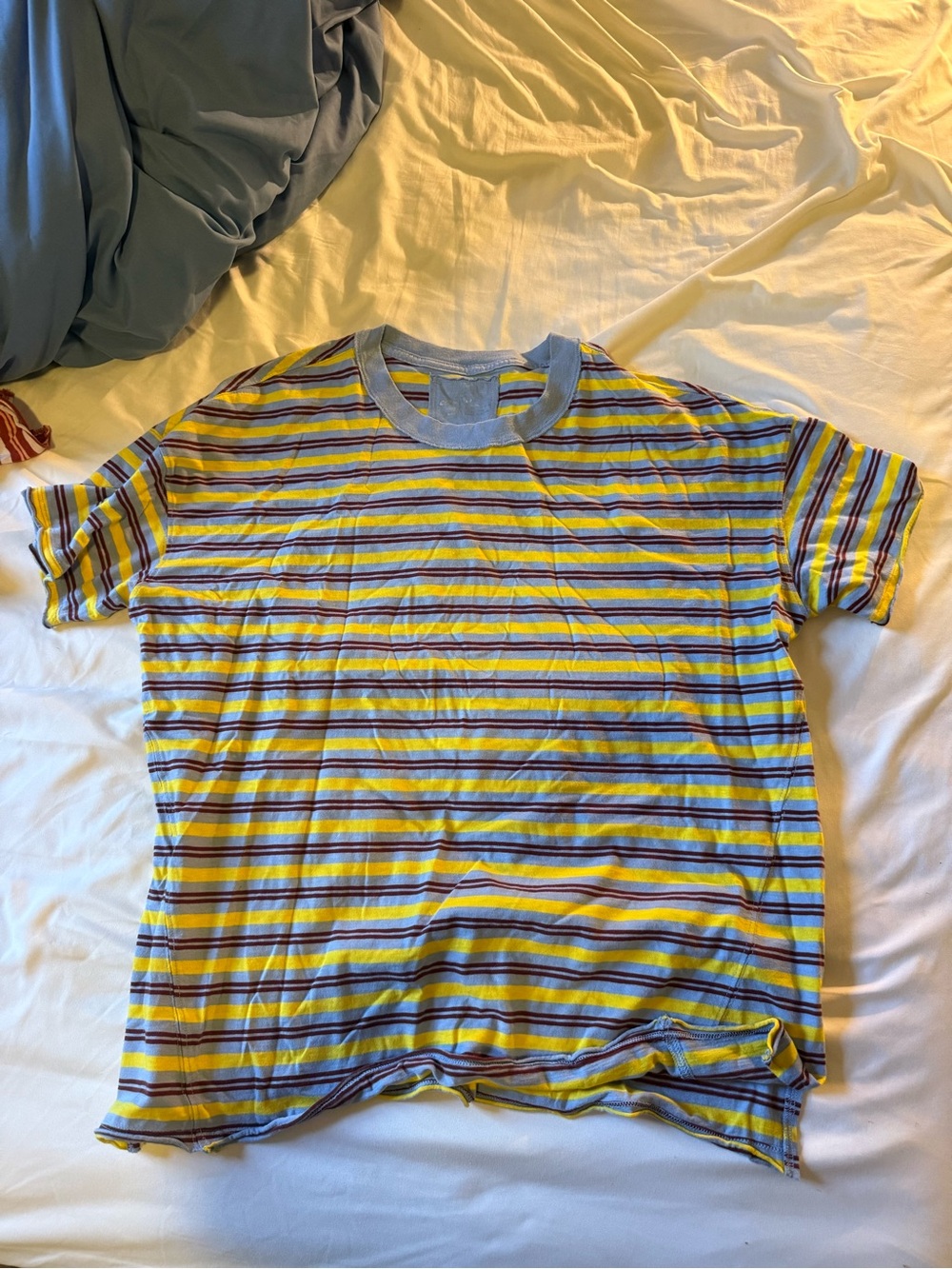 American Eagle Outfitters Yellow and Blue Striped woman’s boyfriend style tee.